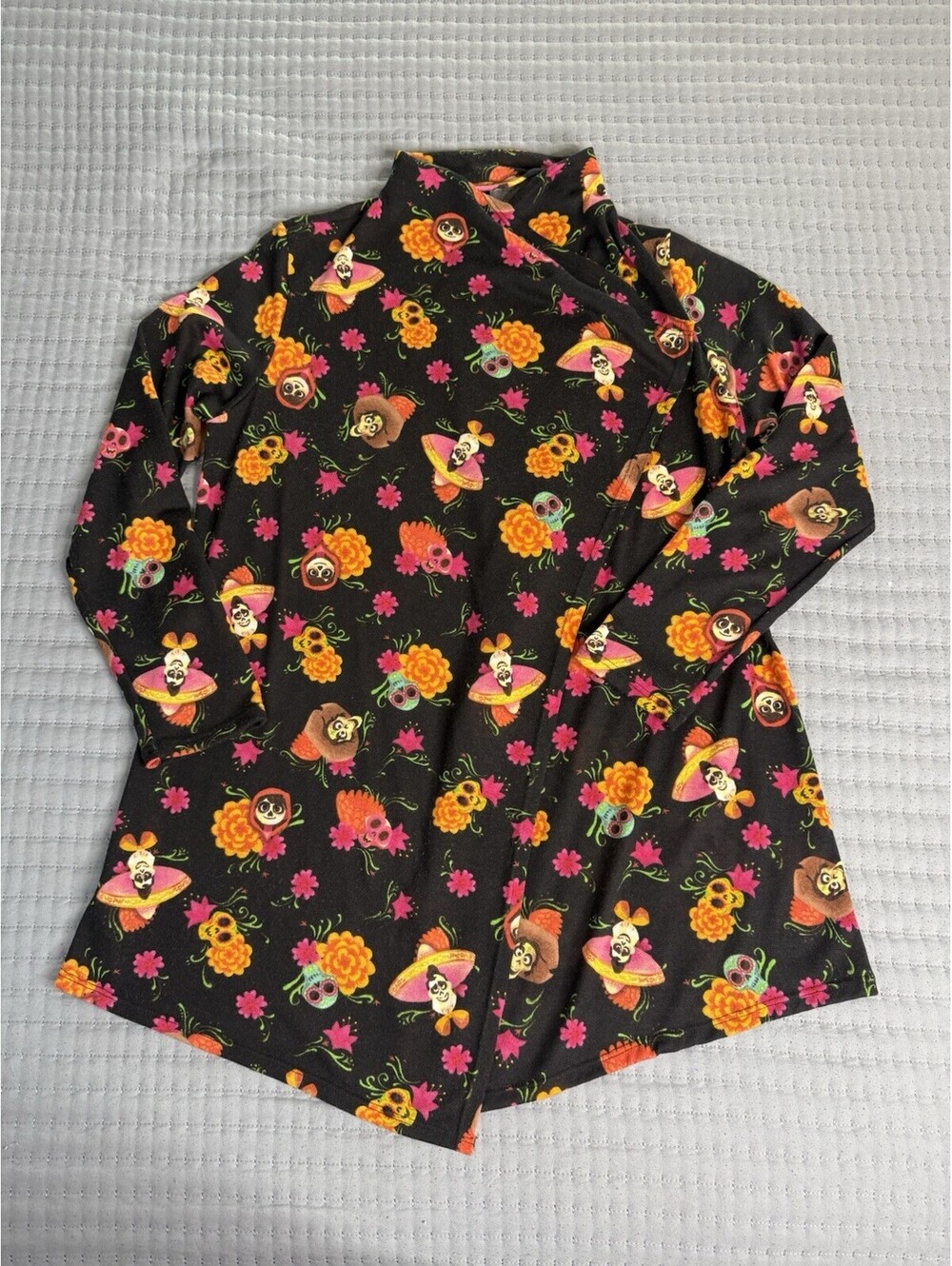 Hot Topic x Disney/Pixar COCO Open Drape Cardigan Size XL Black Bright Floral